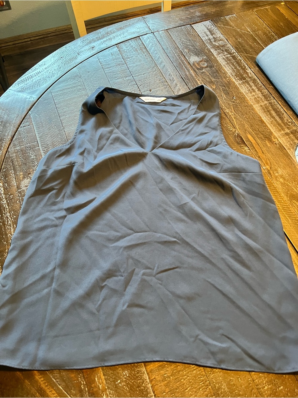 Nine West Dark Navy V-Neck Sleeveless Blouse